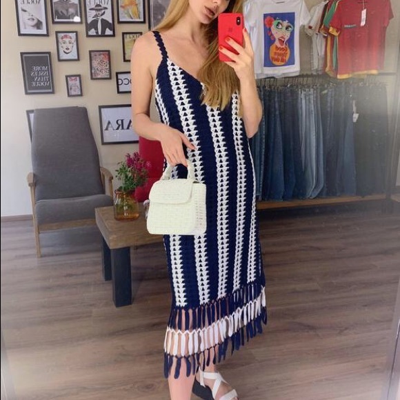 zara striped crochet dress